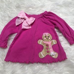 5/$25! Molly & Millie pink gingerbread man top size 12 months